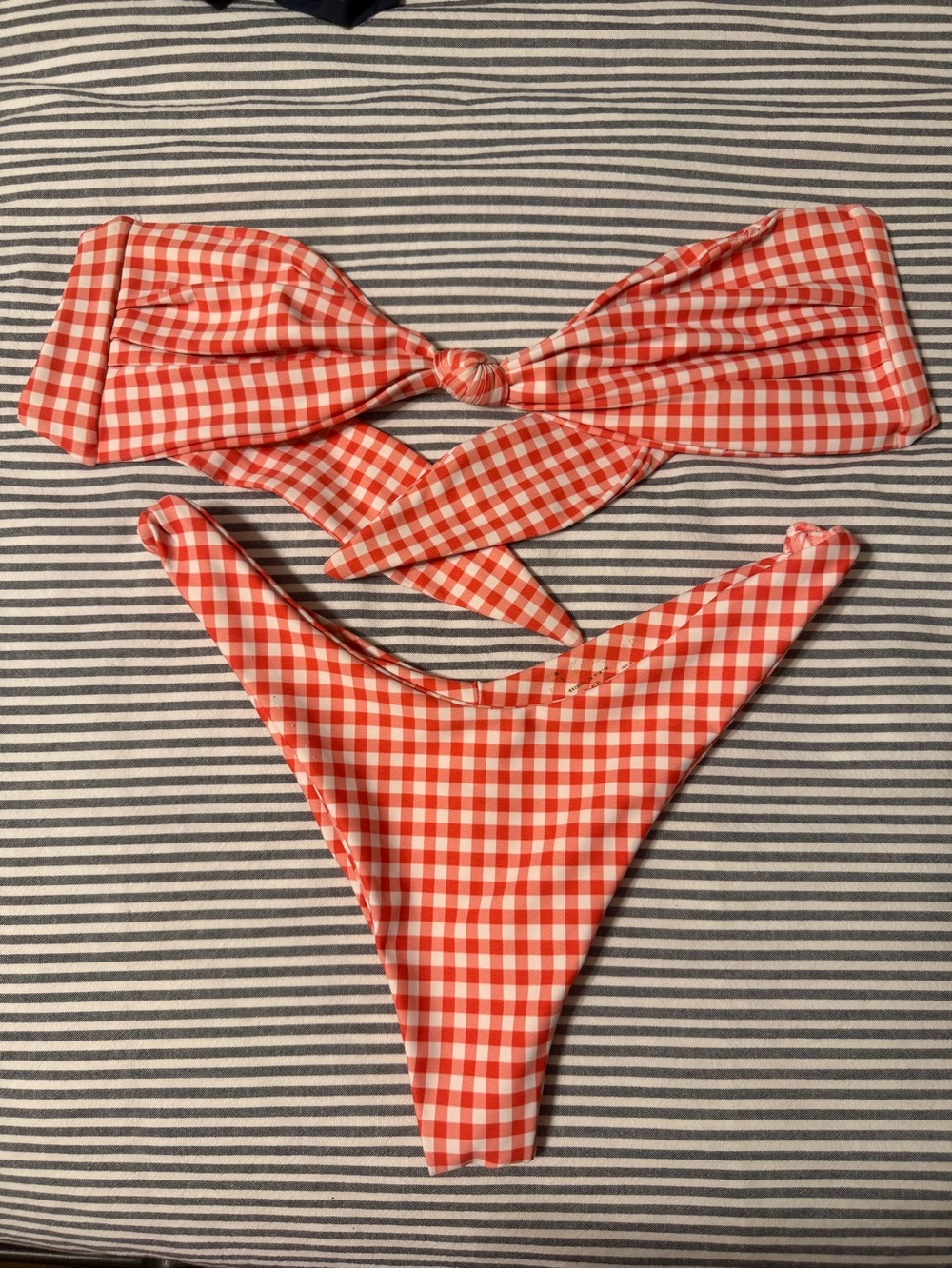 Skatie Red Gingham Strapless Swimsuit